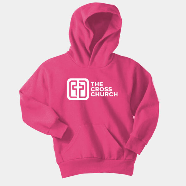The Cross Church in White - Youth Pullover Hoodie Thumbnail
