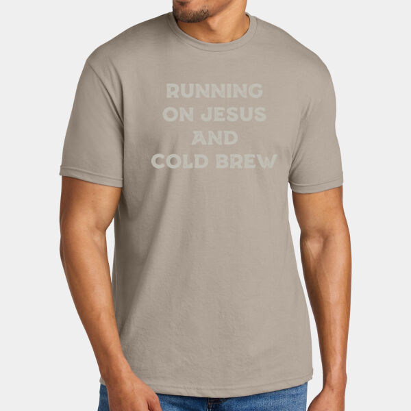 Running on Jesus and Coldbrew - Softstyle ® CVC Tee Thumbnail