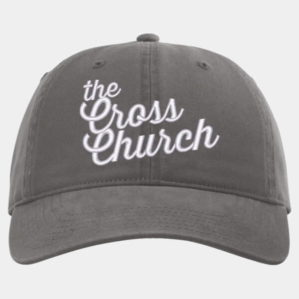The Cross Church Puff Embroidery - Peach Twill Dad Hat Thumbnail